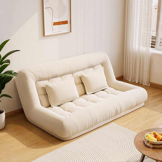 멀티레벨 각도 조절 가능접이식 소파베드 2 인용 쇼파, 크림색