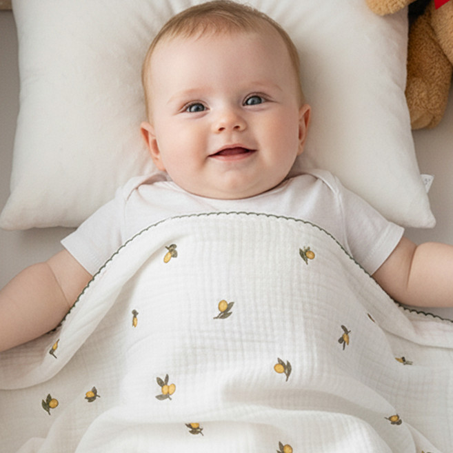 유아 이불 신생아 아기 순면 여름 신생아 이중 거즈 블랭킷, 올리브