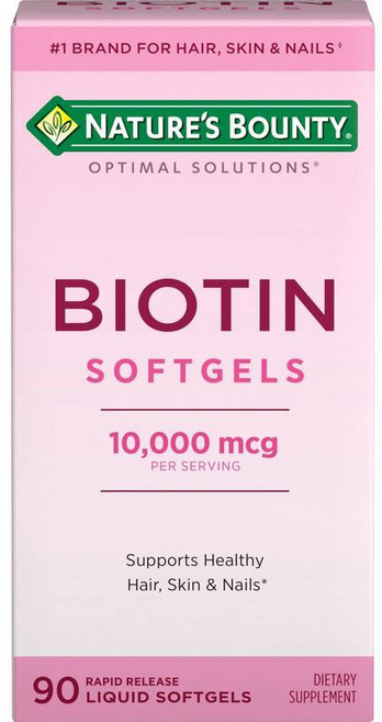 네이처스바운티 옵티멀 솔루션 비오틴 10000mcg 소프트젤 90정, 1개