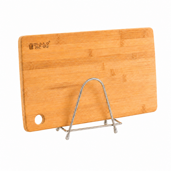 9위 - damerino 대나무 도마 40x20cm 주방 원목 나무도마 + 스테인리스 도마 정리 거치대 포함, 1개