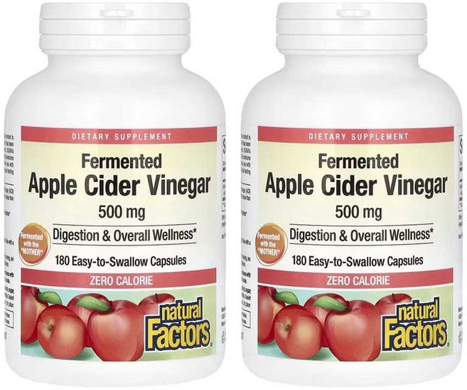 네추럴팩터스 사과 식초 500mg 캡슐, 180정, 2개