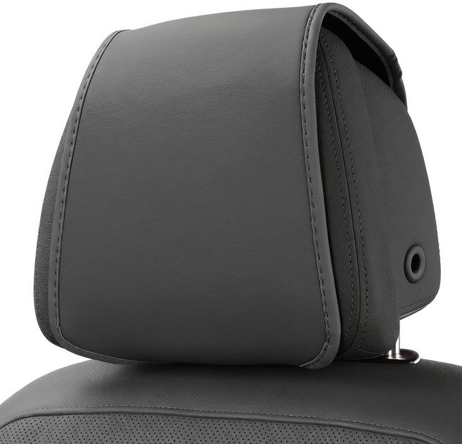 SEAMETAL 가죽 자동차 헤드레스트 커버 프리미엄 범용 공용, 1개, 블랙