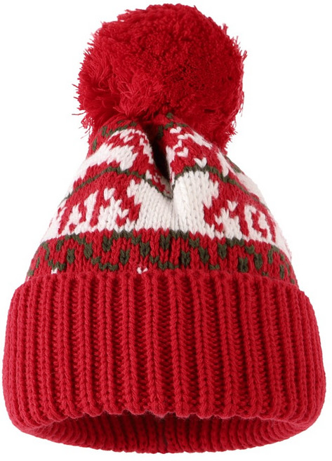 라핑 국내생산 노르딕 패턴 방울 니트 비니 크리스마스 산타 비니모자