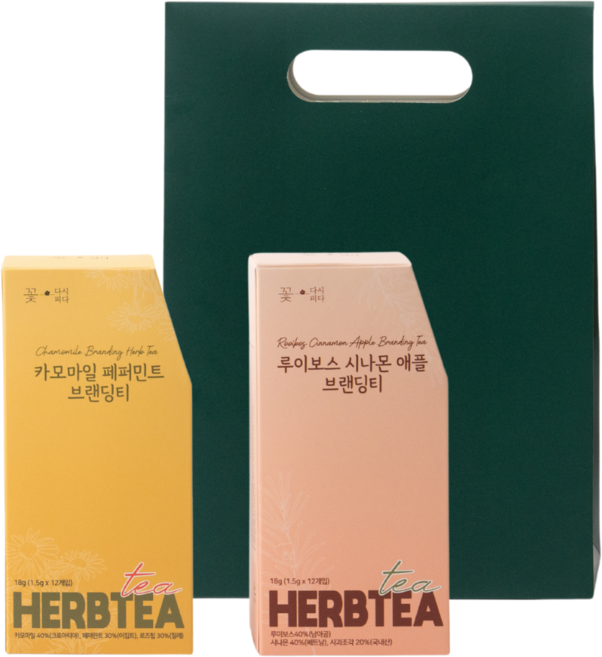 꽃다시피다 프리미엄 힐링 허브차 2종 선물세트 카모마일 루이보스, 1개