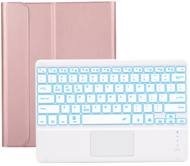 적용 아이패드 애플펜슬 수납 led터치패드 트랙패드 블루투스 키보드 케이스, 로즈 골드, 아이패드 미니 4/5