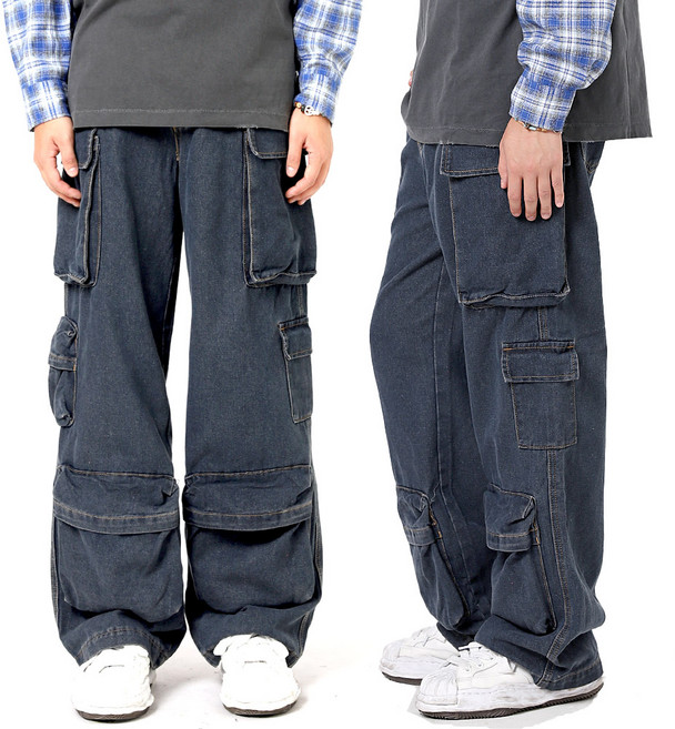 비브레이커스 남자 카고 청바지 와이드 데님 팬츠 2컬러
