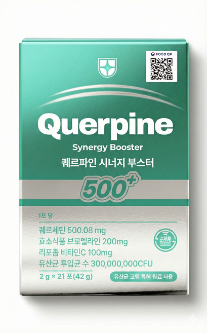 퀘르파인 시너지 부스터 퀘르세틴 브로멜라인 소포레틴 케르세틴 퀘르틴산 특허 유산균, 2박스, 21회분