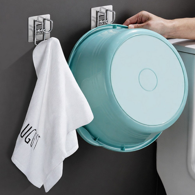 골든 무타공 다용도 거치대 대야 수건 양치컵 후크, 3개, 실버