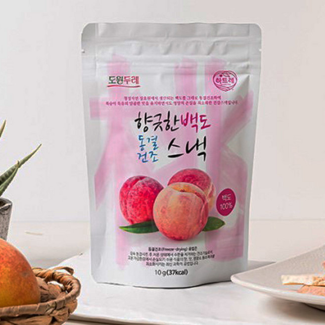 장호원 복숭아 동결건조 과일칩 스낵 황도 백도 국산 건과일 아이 간식, 10g, 1개