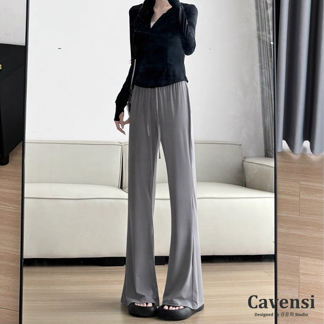 Cavensi 冰絲防曬喇叭褲 涼感休閒微喇褲