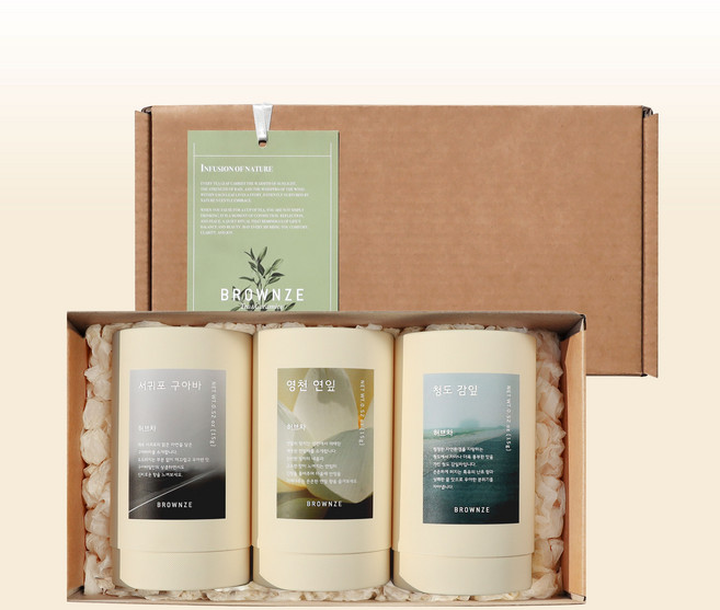 [브라운즈] 디카페인 한국 허브차 3종 선물세트, 1개