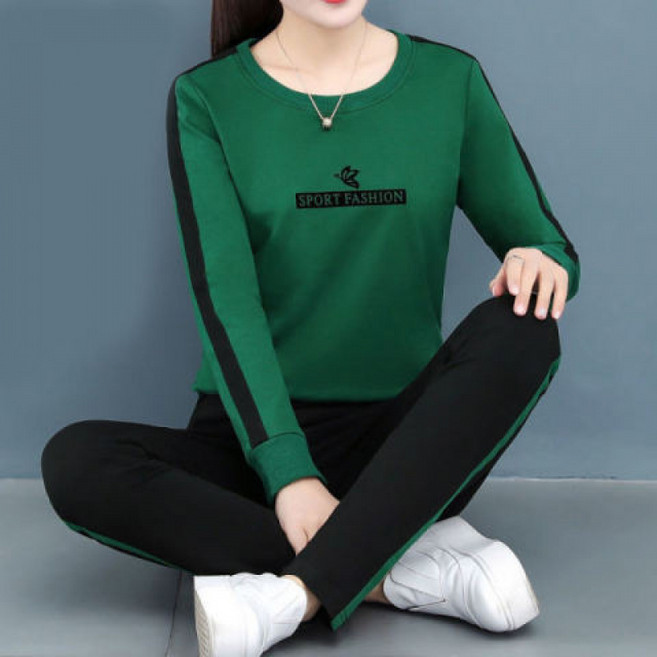 COSYEVNO 여성 캐주얼 스포츠 트레이닝 세트 상하복 긴팔 긴바지 Tzkcp-1