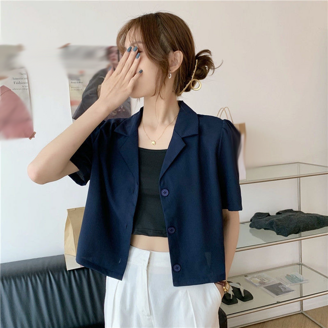 jieve 여성용 여름 반팔 자켓 심플 린넨 숏 슬리브 블레이저 캐주얼 스타일 SY011506