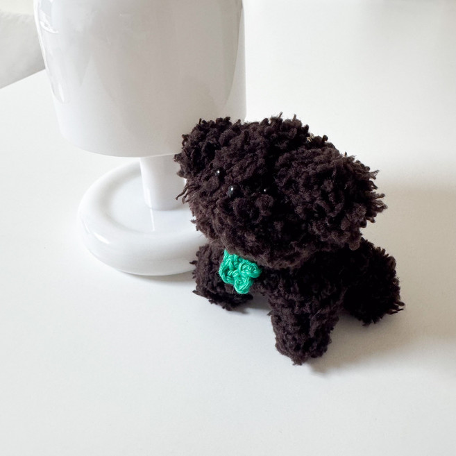 앤티키 푸들3종 네잎클로버 모루 키링, 1개, 초코