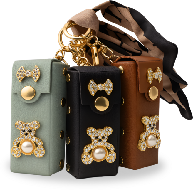 사시오 립밤 키링 케이스 가죽 휴대용 립스틱 홀더 가방꾸미기