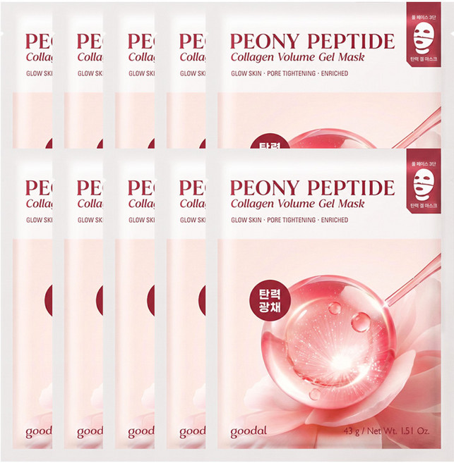 구달 피오니 펩타이드 콜라겐 볼륨 탄력 광채 겔 마스크팩X10매, 1개입, 10개