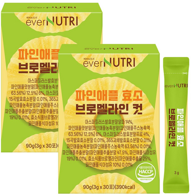 에버뉴트리 고역가 파인애플 효소 브로멜라인 소화효소, 90g, 2개