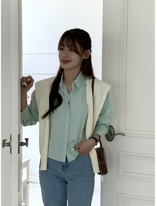 [1만장돌파] 미니멀 봄 가을 크롭 파스텔 루즈핏 블라우스 셔츠 7color (하객룩/ 가을옷/가을남방/데일리룩/봄남방/ 졸업식룩)