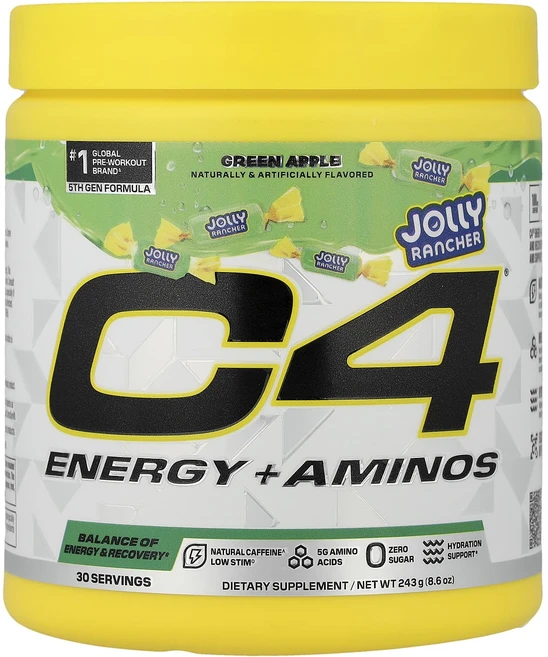 메이커제품입니다 C4 / Cellucor C4® 에너지 + 아미노산 졸리 랜처 그린 애플 243g(8.6oz) 좋은효과를 보실수있습니다, 1개, 243g - 쿠팡
