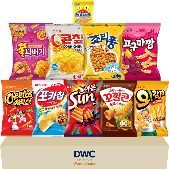 과자세트 종합세트 10종 총 10개 태양의 맛 썬 오리지널 오감자 감자그라탕 포카칩 꿀꽈배기 고구마깡 치토스 스모키바베큐맛 등 사무실 탕비실 간식 대용량