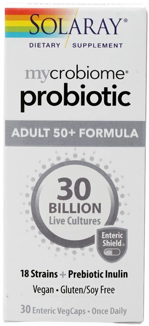 솔라레이 마이크로바이옴 유산균 어덜트 50+ 300억 30 장용 베지캡슐, 1개, 30정 - 쿠팡
