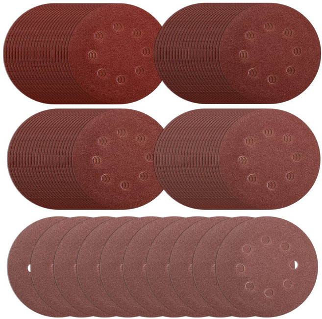 8홀 원형사포 5인치 P60/80/120/180/240, 100개