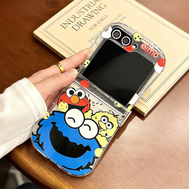 얌코 휴대폰 케이스 z플립3 4 5 6 7 힌지보호 투명 실리콘 웃는 얼굴