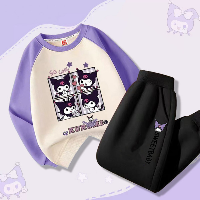 LOVEND 산리오 순면 맨투맨세트 두꺼운 가을 겨울 상하복 초등학생 트레이닝세트