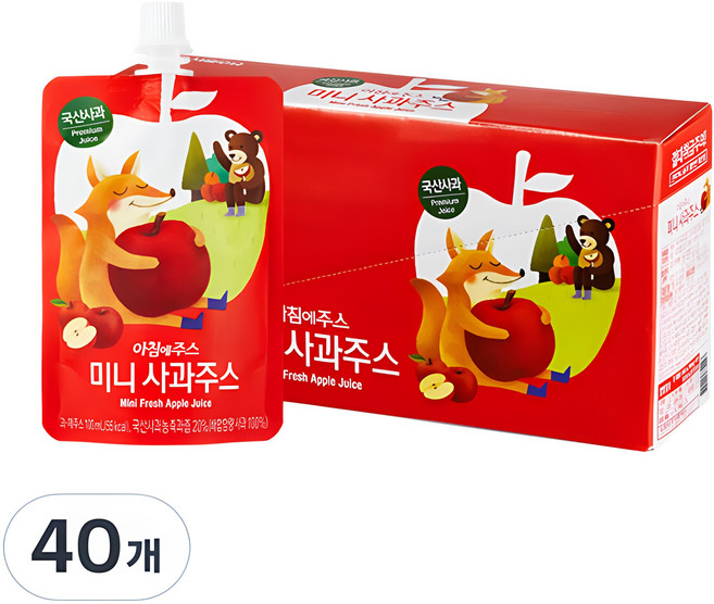 아침에주스 미니 사과 주스, 100ml, 40개