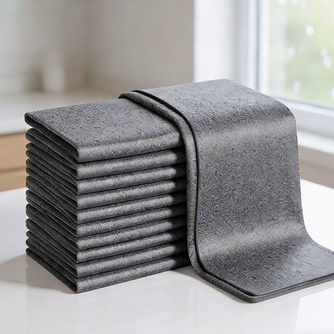 다용도 행주 마법 유리 행주 뛰어난 얼룩제거 매직 행주 물자국을 안나는 걸레 30*30cm, 그레이, 3개