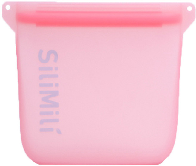 [실리밀리] 오리지널 스탠딩 실리콘지퍼백 1000ml (전자레인지 냉동 열탕), 코랄핑크, 1개