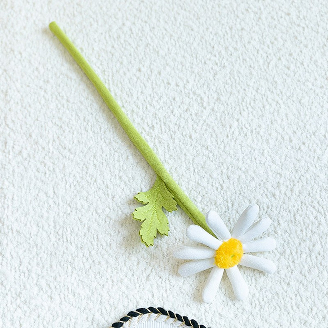 仿真鬱金香蝴蝶蘭花束520情人節禮物毛絨玫瑰花手捧花材料包, 1件, 白色小雛菊:約40-45cm【0.07kg】