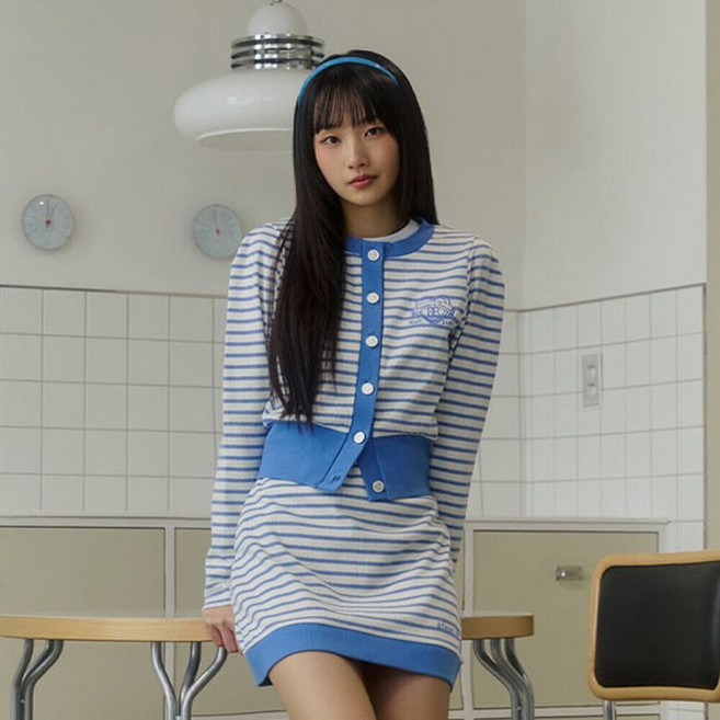 에고이스트 BLUE LABEL 하트자수 스트라이프 크롭 가디건 ER2OCG04T 2976837