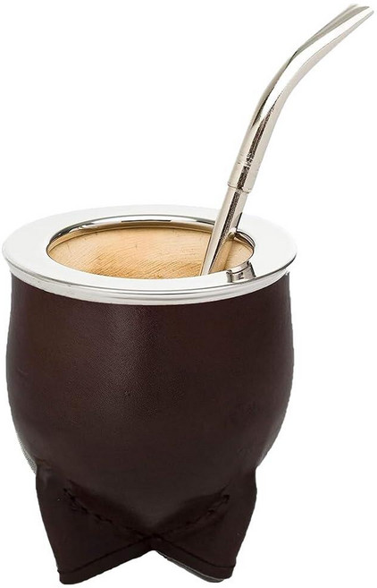 Yerba Mate Gourd 세트 스테인리스 스틸 빨대 포함 | 아르헨티나의 수제 가죽 예르바 마테 컵과 봄빌라 - 해변 필수품 선물 아이디어 여행용 컵 메이트 Taza pa, Yerba Mate Gourd 세트 스테인리스 스틸 빨