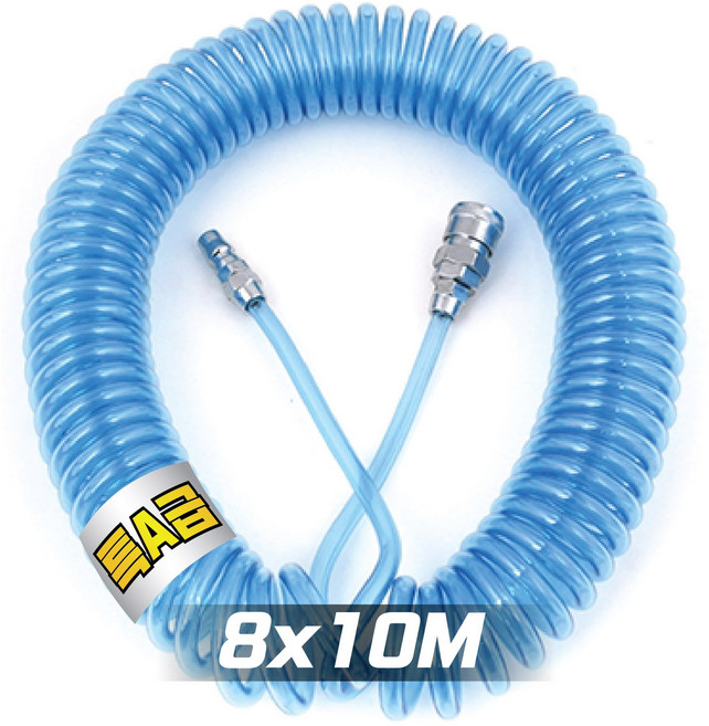 국산 코일에어호스 노랑 / 블루(특A급) 에어줄 타카호스 콤프레샤호스 에어호수 컴프레셔, 1개