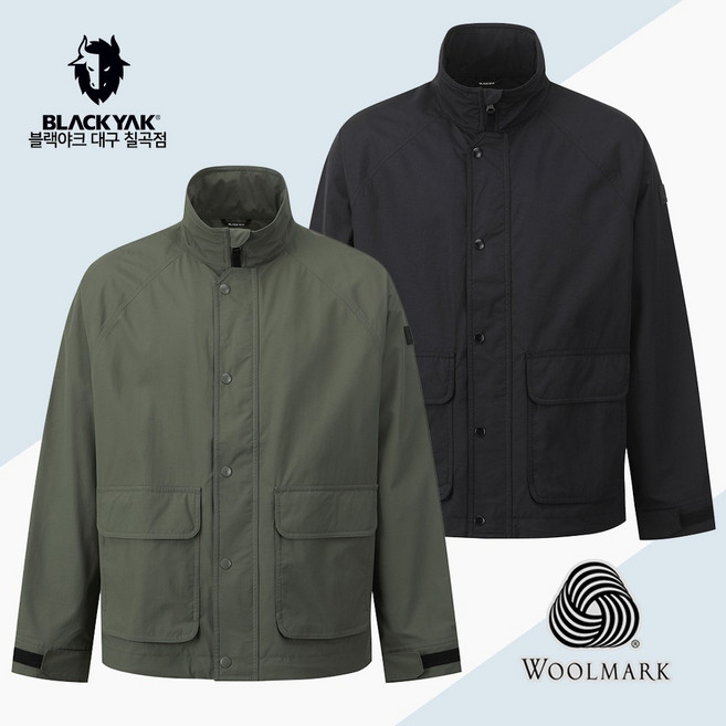 블랙야크 봄 간절기 남성 울 안감 플라켓 자켓 메리노울 스텐드넥 카라 캐주얼 아웃도어 방풍 바람막이 야상 점퍼