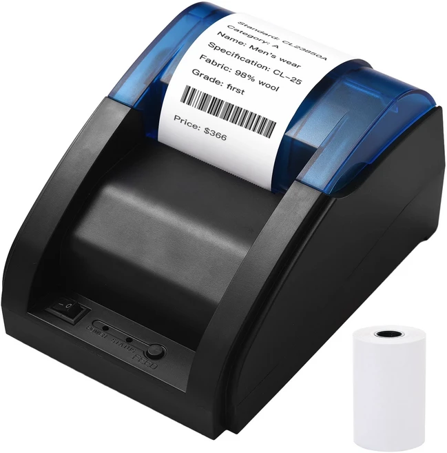 58mm 데스크탑 영수증 프린터 POS 프린터 직접 열전사 인쇄 안드로이드/iOS/윈도우 호환 ESC/POS 지원, 01 파란색