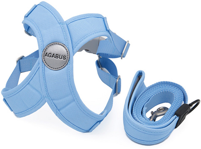 킁킁펫 강아지 하네스 리드줄 세트, 스카이블루, 1개