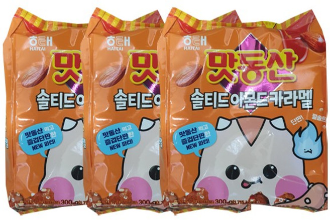 해태 맛동산 솔티드아몬드카라멜 300g, 3개