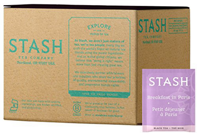 Stash Tea Breakfast in Paris Black Tea Box of 100 Tea Bags 파리의 스태쉬 티 브렉퍼스트 홍차 100티백 박스, 1개, 997.9g