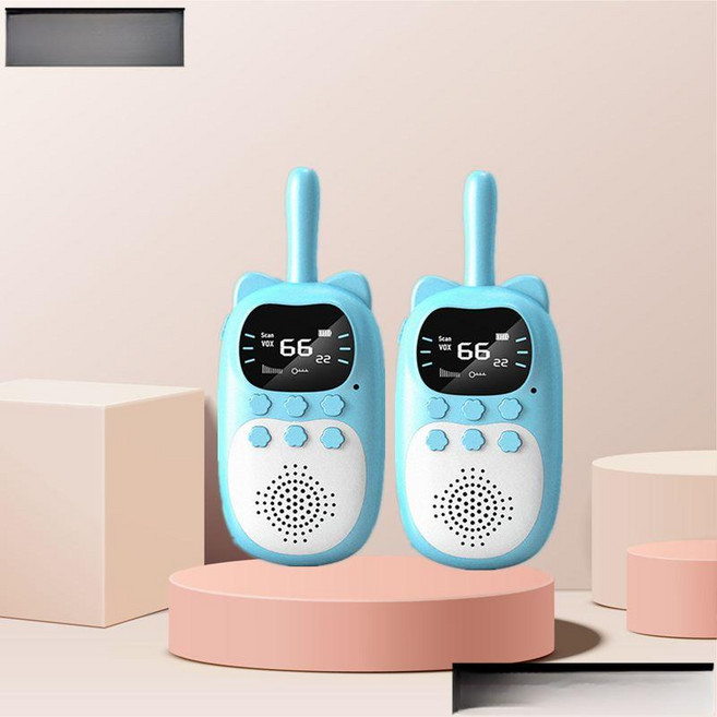 미니무전기 자전거 무선 통화 휴대용 야외 충전식 한쌍 세트, 1개, 블루 세트, 기본 색상