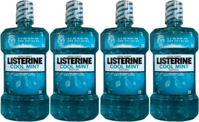 리스테린 쿨민트 구취 케어 민트향, 4개, 750ml