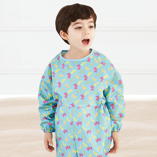 엘리몽 유아 전신 미술가운 지퍼형, 럭키도그 블루