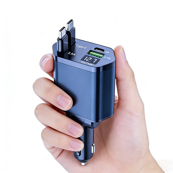 4-in-1 롤업식 자동차 멀티 기능 고속 충전기 120W, 검정색, typec*1