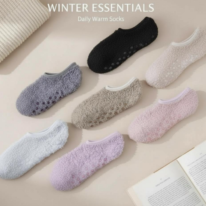루세아엔 여성 겨울덧신 미끄럼방지 덧버선 버선양말 여성 덧신 3세트