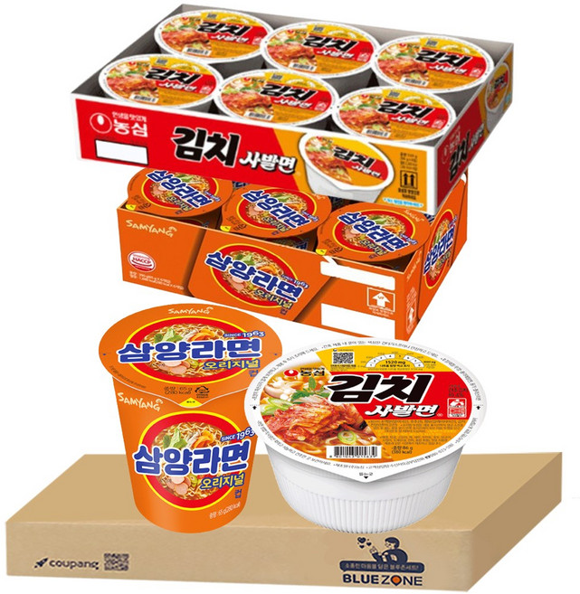 블루존 김치사발면 86g (6입) + 삼양라면 소컵라면 65g (6입)