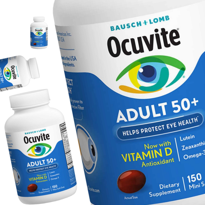 바슈롬 오큐바이트 어덜트 50+ 성인 50플러스 소프트젤 (Ocuvite Adult 50+ Soft Gels), 4개, 150정