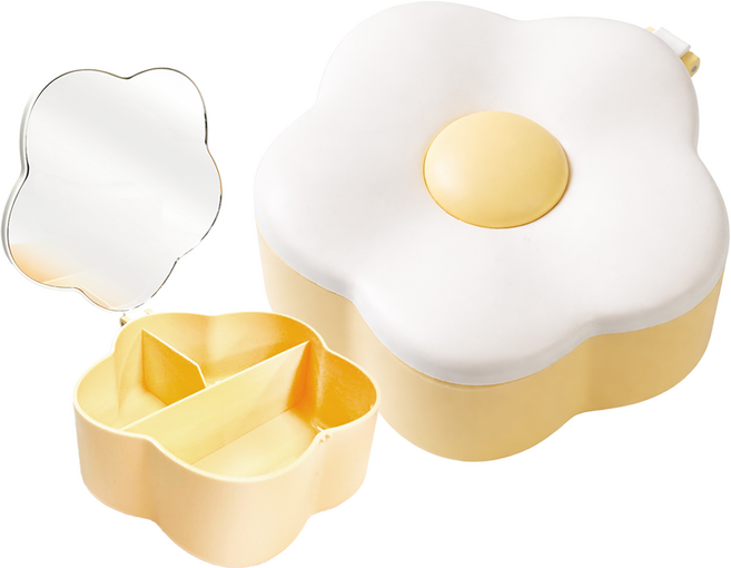 로앤제이 큐티뿌끄 메이크업 꽃 수납함 다용도 화장품 정리함, 옐로우