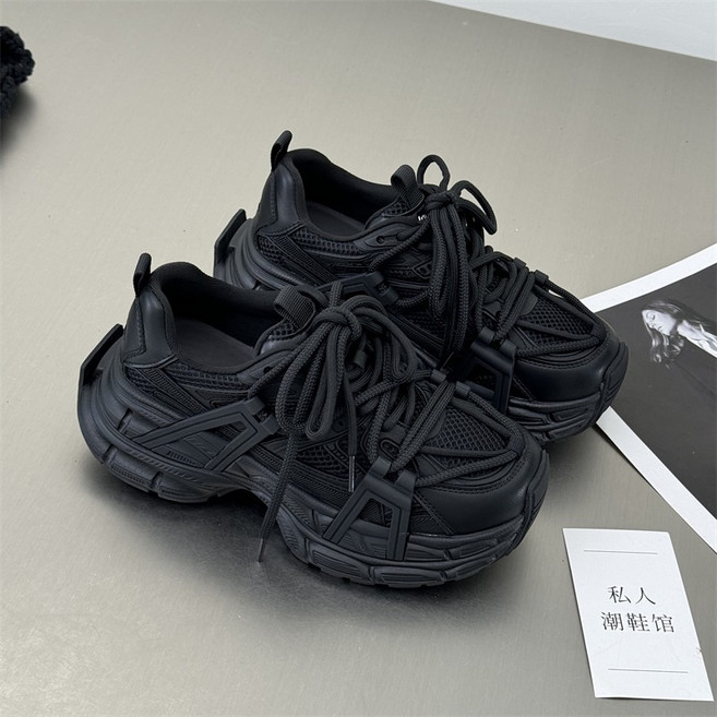 趙露思同款炸街厚底老爹鞋女新款軟皮網面透氣增高休閒運動鞋