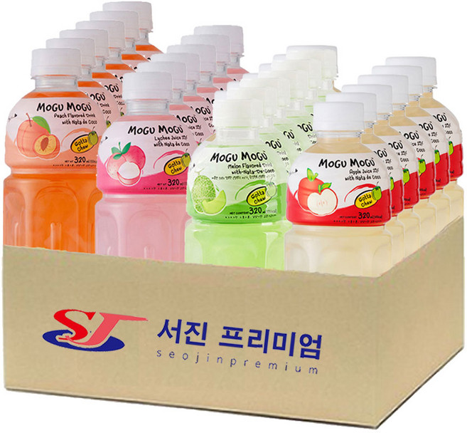 (서진프리미엄) 모구모구 4종혼합(복숭아+리치+멜론+사과) 320mlx24ea, 24개, 320ml